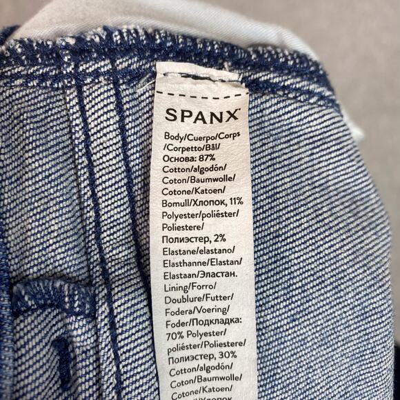 SPANX Mixed 2 Tone Wash ‘70s Style High Rise Flare Pull On Jeans Size XL - Picture 8 of 8